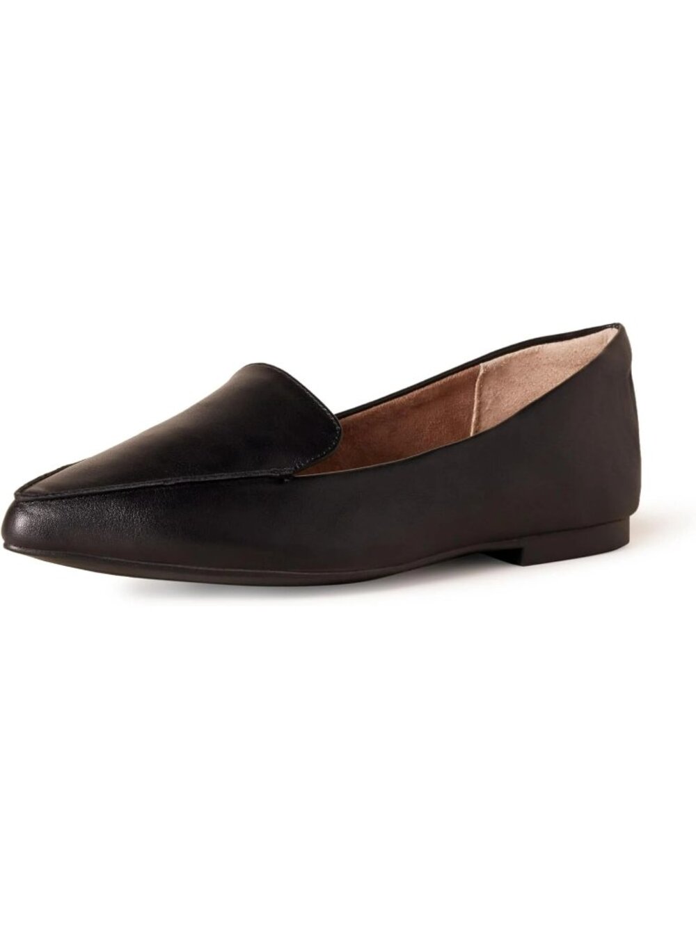 Amazon Essentials 8.5 Wide Loafers Pointed Toe Faux Leather Modern Flats Black